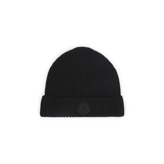 Moncler Black Logo Beanie Hat