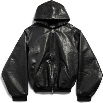 Balenciaga (WMNS) Balenciaga Lined Zip-up Hoodie Large Fit Black 790311TQS141000