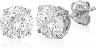 MAX + STONE 14k Yellow or White Gold Solitaire Round Cubic Zirconia Stud Earrings 4MMto7.5MM