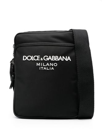 Dolce & Gabbana Black logo-rubberised crossbody bag
