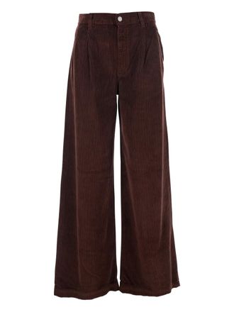 Pantaloni Torino logo-patch corduroy trousers - Brown