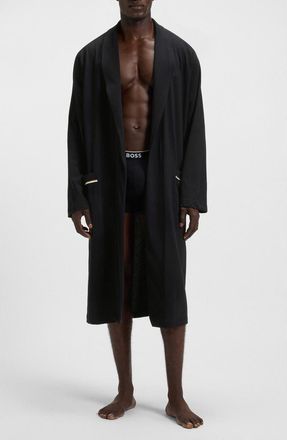 BOSS Shawl Collar Knit Cotton Robe in Black at Nordstrom, Size X-Large