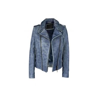 Philipp Plein Perfecto Jacket - Dames - Leren en Su&egrave;de Jassen - Blauw - XS - Leer - Jassen
