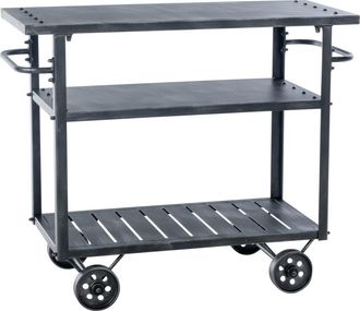 Clp Carro de servicio con 3 estantes en Metal Plateado antiguo