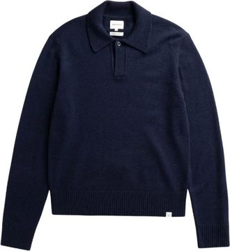 Norse Projects Tops, Heren, Blauw, L, Wol, Anholt Lamswol Polo