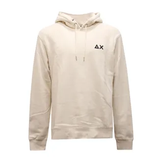 Sun 68 Hoodies, male, White, Size: S Hood Cotton Fl Sweatshirt