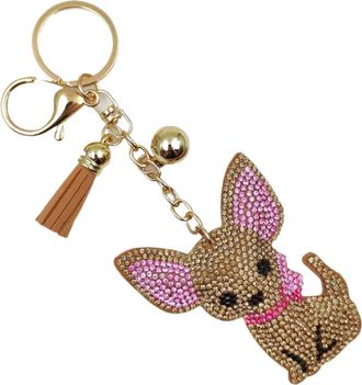 Generic Chihuahua Crystal Keychain, Sparkling Pet-Themed Accessories for Womens Bags, Cute Animal Keyring for Purse and Backpack Decoration