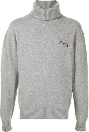 Off-white Unisex SS21 Logo Embroidery Sweater Gray OMHF018F20KNI0010910
