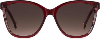 Carolina Herrera 56mm Gradient Butterfly Sunglasses in Burgundy/Brown at Nordstrom