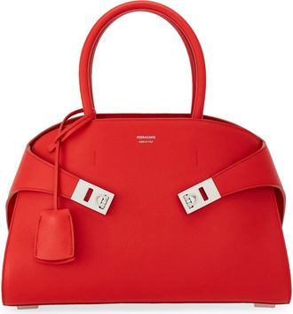 Ferragamo Hug Small Leather Top Handle Bag in Flame Red at Nordstrom