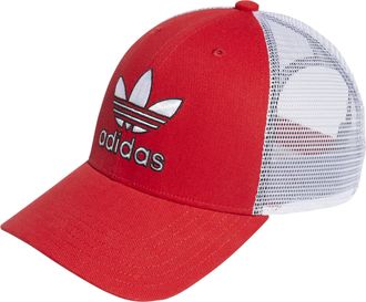 adidas Originals Mens Icon Trucker Structured Precurve Snapback Cap, Vivid Red/White/Black, One Size