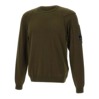 C.P. Company Sea Island Crewneck Lens Knit - male - C.P. Company - Round-neck Knitwear - Green - S - Knitwear
