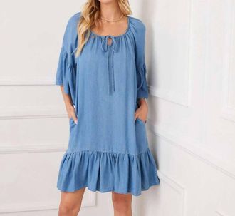 Karen Kane Ruffle Hem Mini Dress - Petite In Chambray