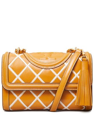 Tory Burch Fleming Pop Quilt Small Convertible Leather & Suede Shoulder Bag