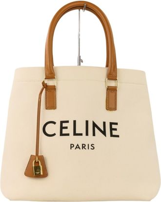Celine White Handbag Tote Bag (Pre-Owned)
