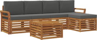 vidaXL Conjunto De Sof&aacute;s De Exterior 6 Uds. Natural Y Antracita Vidaxl