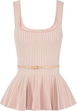 Elisabetta Franchi Pleated Two-Tone Top - Dames - Tops zonder mouwen - Roze - S - Tops