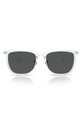 Emporio Armani 56mm Low Bridge Square Sunglasses in Shiny Crystal /Dark Grey at Nordstrom