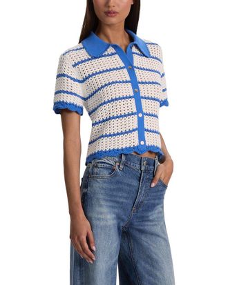 Alice & Olivia Alice + Olivia Randall Pointelle Polo Cardigan
