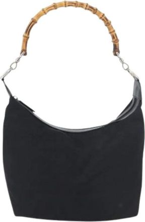 Gucci Pre-owned Shoulder Bags, female, Blue, Size: ONE SIZE Pre-owned Vintage bamboo hobo