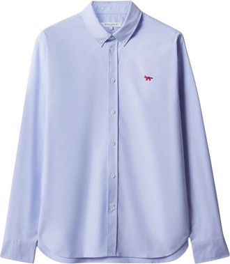 Maison Kitsun&eacute; Profile Fox Casual Shirt - Heren - Casual Overhemden - Blauw - S - Katoen - Overhemden