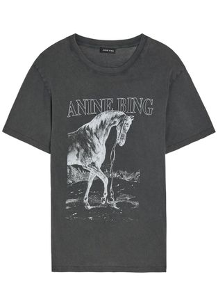Anine Bing Lili Printed Cotton T-shirt - Black - S (UK8-10 / S)