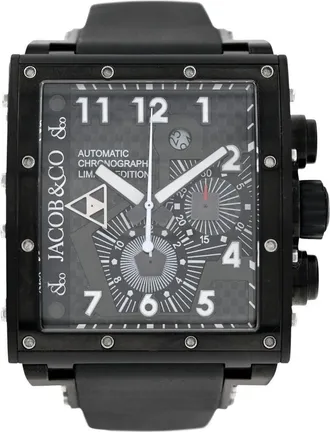 Jacob & Co. Pre-owned Jacob & Co. Epic Jc-V2Q2B Black Carbon Chronograph Limited Edi Black Dial Mens Watch JC-V2Q2B