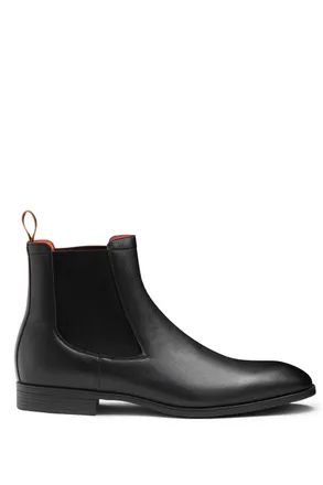 Santoni Black Leather Chelsea Ankle Boots