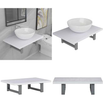 vidaXL Set Mobili da Bagno 2 pz Ceramica Bianco - Mensola da parete - Lavabo ceramico