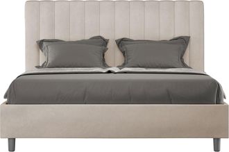 ITYhome Letto Matrimoniale Francese Contenitore Imbottito 140x200 Microfibra Sabbia Agueda