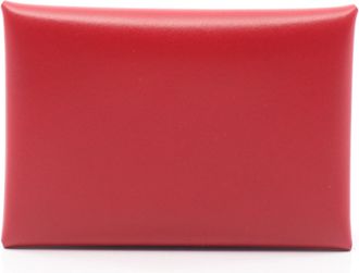 Herm&egrave;s Red Color Box Calf Leather Coin Purse/Coin Case (Pre-Owned)