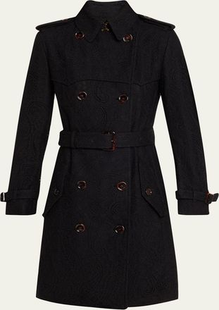 Burberry Foxfield Lace Double-Breasted Short Trench Jacket
