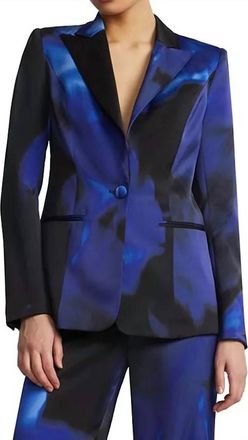 Bcbgmaxazria Long Sleeve Printed Blazer In Blue Rose Print