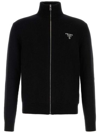 Prada Sweater met geborduurd logo - Zwart