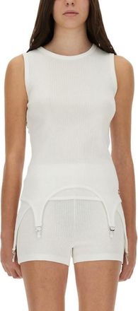 Jean Paul Gaultier White Knitted Crew Neck Top