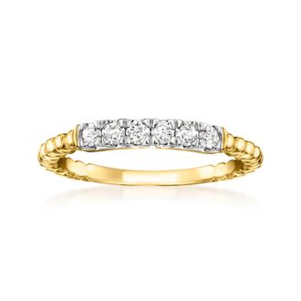 Ross-Simons Diamond Beaded Ring in 18kt Gold Over Sterling