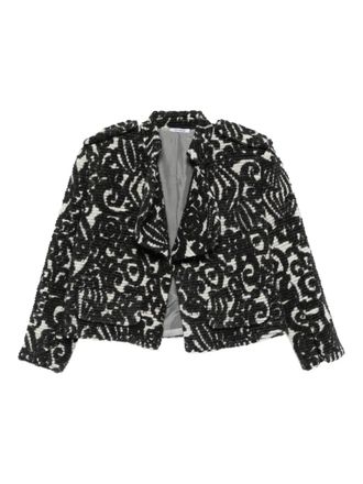 Parlor pattern-design jacket - women - Polyamide/Polyurethane/Wool - One Size - Black