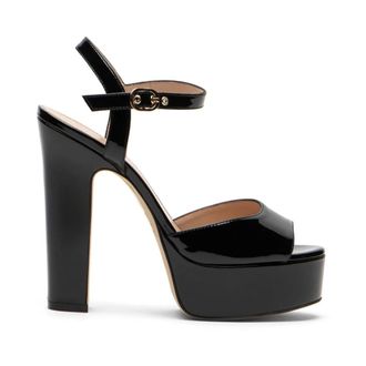 Stuart Weitzman Schoenen, Dames, Zwart, 39 EU, Leer, Reade Plateau Sandaal