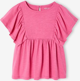 Vertbaudet Mädchen Blusenshirt mit Recycling-Polyester pfingstrose