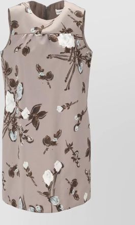 Parosh sleeveless dress round neckline floral pattern