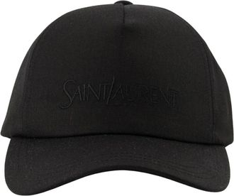 Saint Laurent Caps, male, Black, Size: 59 CM Embroidered Cotton Cap