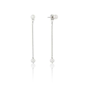 Lily & Roo Silver Small Pearl Drop Stud Earrings