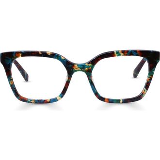 Eyebobs Overlook 50mm Cat Eye Readers in Teal /Brown Mosaic at Nordstrom, Size +2.00