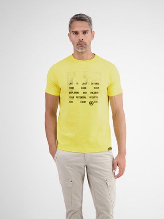 Lerros T-Shirt LERROS LERROS T-Shirt, Graphic Print, Herren, Gr. S, gelb (pure lemon), 100% Baumwolle, Shirts T-Shirt