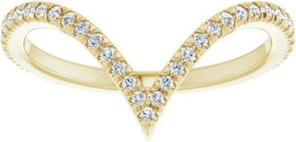 Pompeii3 1/4Ct Diamond V Shape Ring Contour Stackable Band in White, Yellow, or Rose Gold