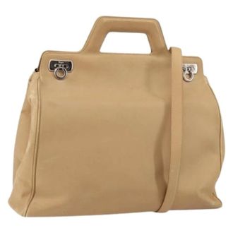 Ferragamo Pre-owned Handbags, female, Beige, Size: ONE SIZE Pre-owned Leather handbags