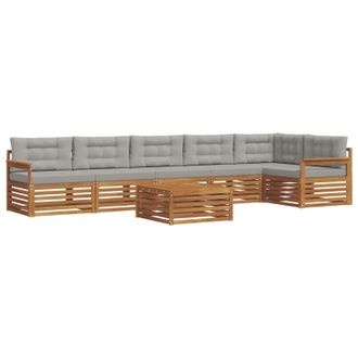 vidaXL Conjunto De Sof&aacute;s De Exterior 7 Pcs Gris Natural Y Claro Vidaxl