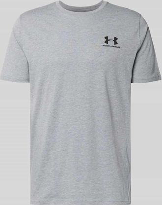Under Armour Regular Fit T-Shirt mit Logo-Print Modell Left in Mittelgrau, Gr&ouml;&szlig;e XXL