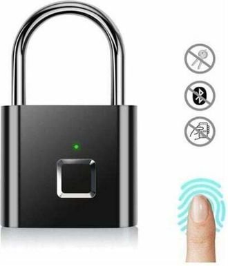 OEM Candado Con Huella Dactilar, Resistente Al Agua Ip67, Sin Llave, Recargable Por Usb, Apto Para Uso En Interiores Y Exteriores (1 Unidad), Color Negro 