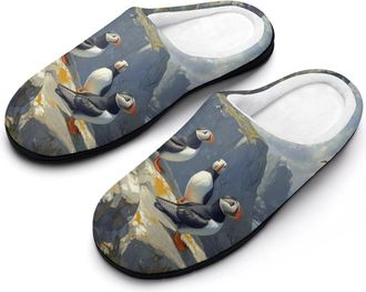 Generic Sea Birds Island Seaside Slippers Men Winter Warm Cotton Anti-Slip Indoor Slip-Ons House Shoes
